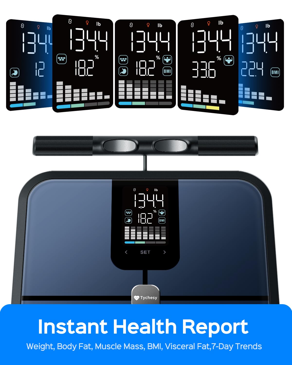 Thumbnail 1 de Tychesy Smart Scale for Body Weight, Fat and Composition with 8-Electrode Analysis