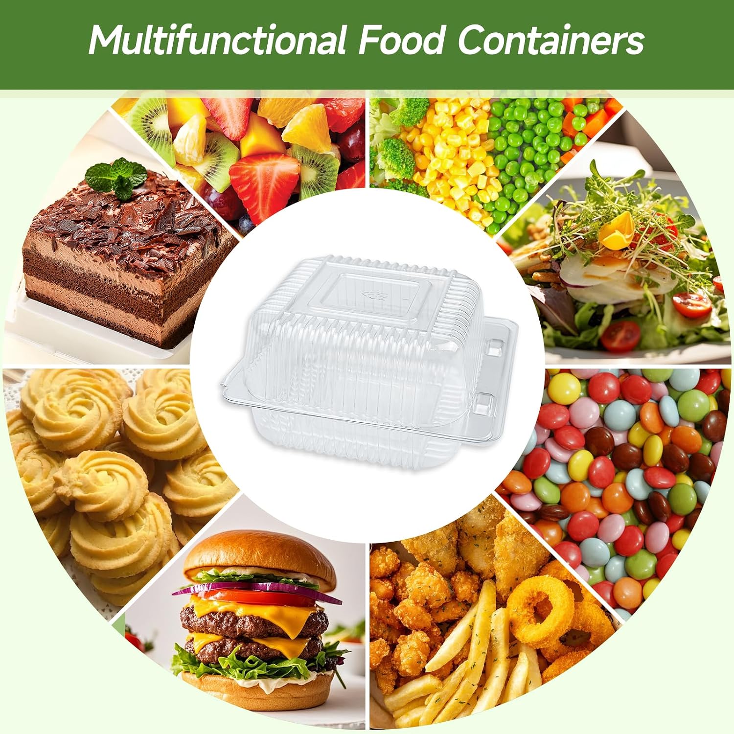 Thumbnail 6 de Dealusy 100-Pack Extra Heavy Duty Clear Slice Cake Carriers with Lids