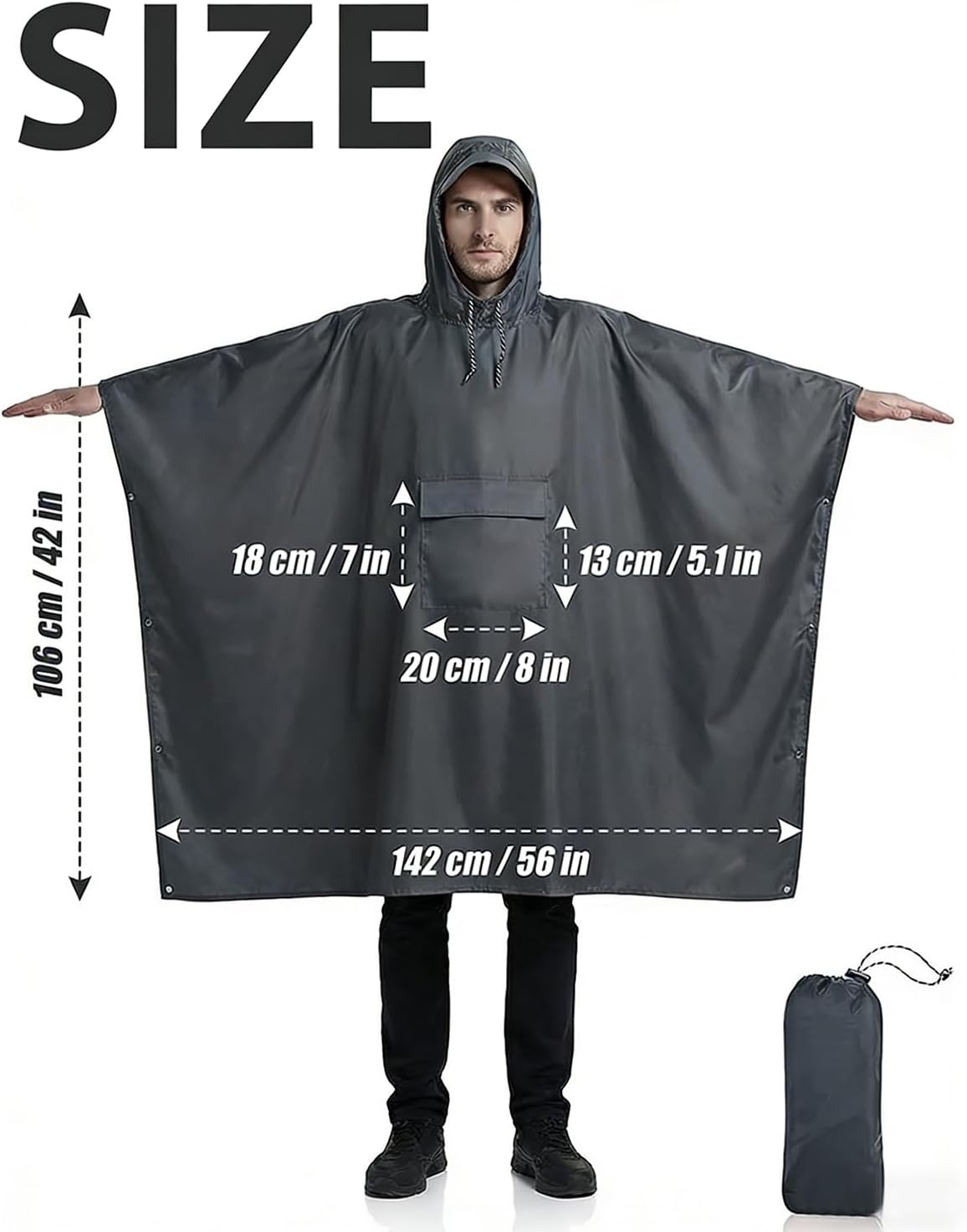 Thumbnail 1 de Victoper Waterproof Poncho Adult: Lightweight, Reusable Raincoat for Outdoors