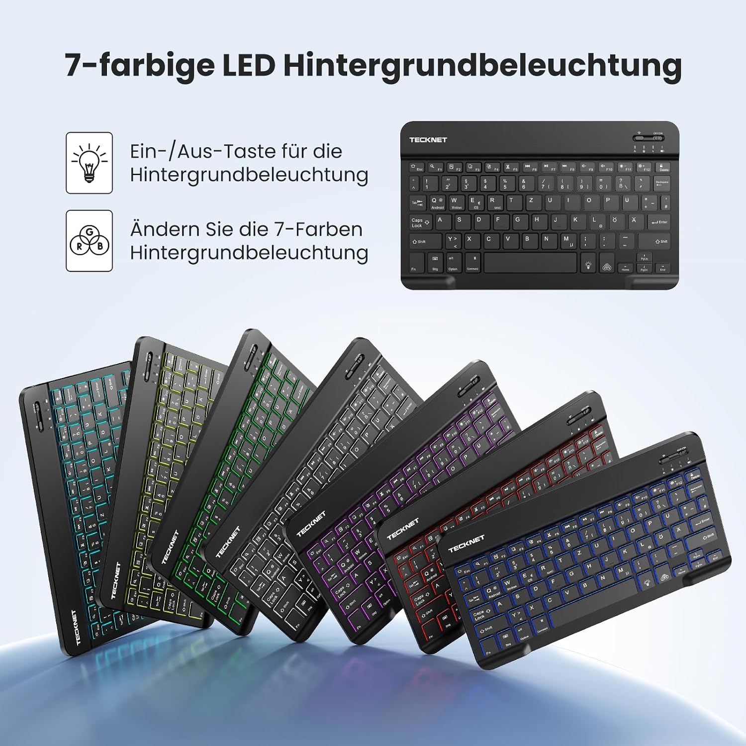 Detalle 2 de TECKNET Deutsche Bluetooth Tastatur