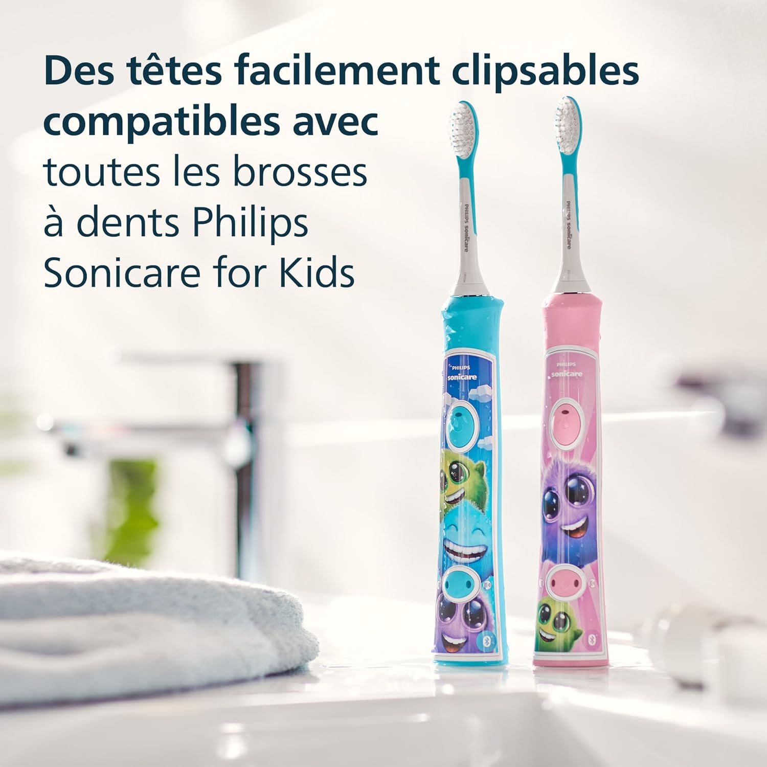 Detalle de Philips Sonicare for Kids HX6044/90 – Têtes de brosse de rechange douces pour enfants à partir de 7 ans (lot de 4)