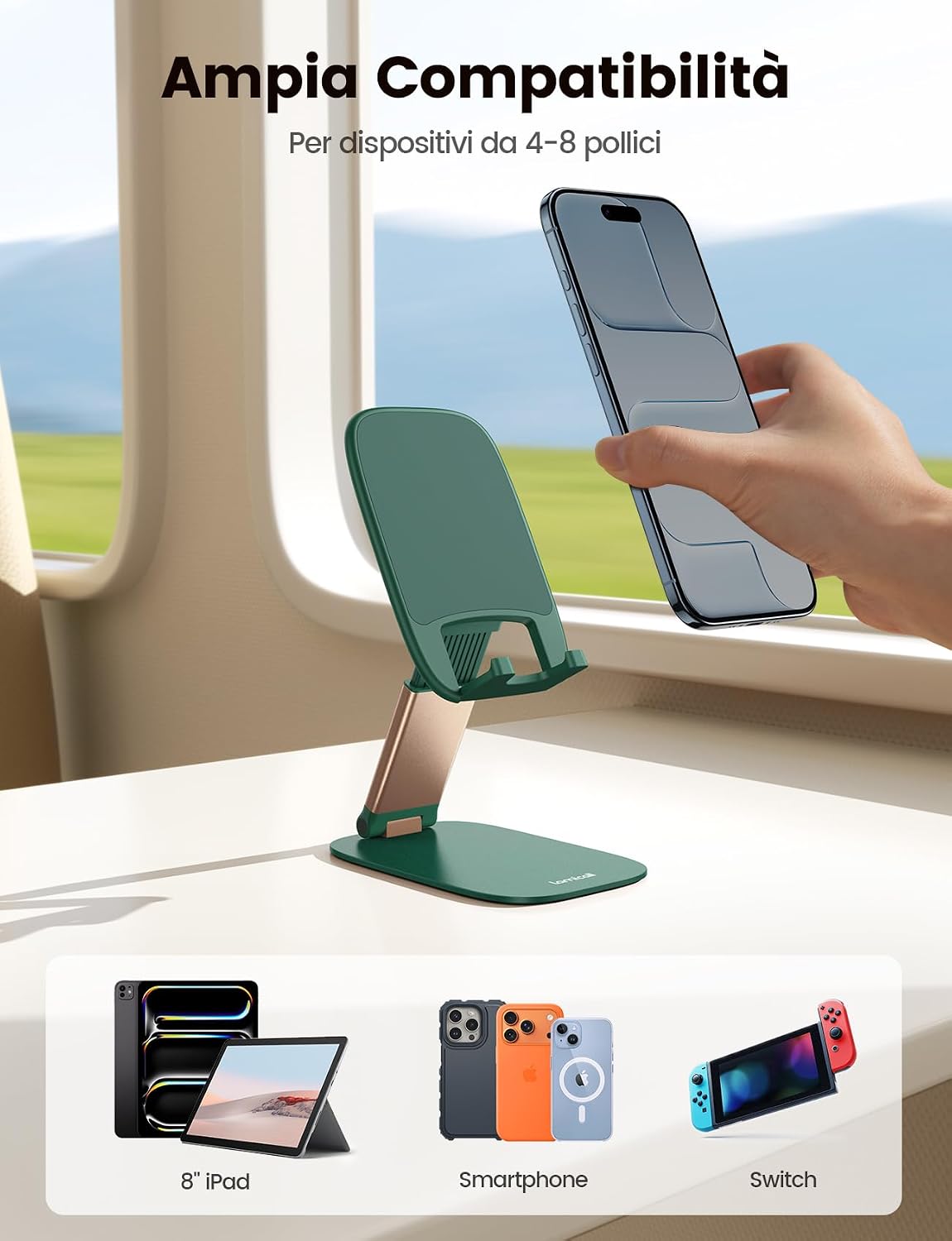 Detalle 2 de Lamicall Supporto Telefono Scrivania Pieghevole – Ultrasottile 15 mm, Base Metallica e Angolazione Regolabile