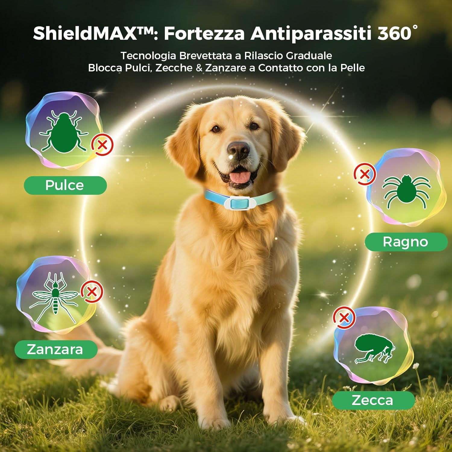 Detalle de Collare antiparassitario per cani 69 cm: impermeabile, regolabile e con uso consigliato di 8 mesi