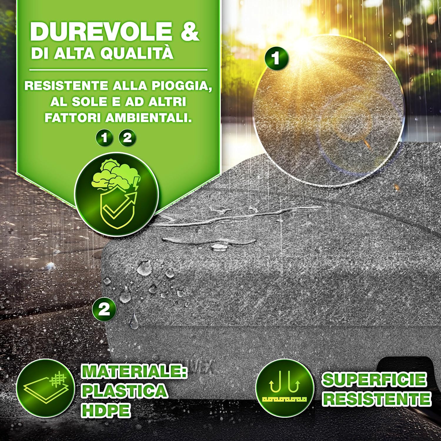 Thumbnail 3 de Tillvex Base Ombrellone 60 L / 80 kg – 4 Moduli decentrati con connettore metallico, grigio granito