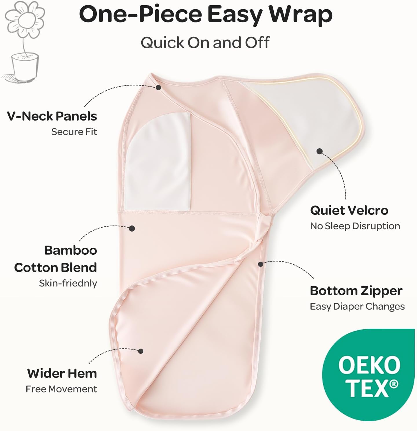 Thumbnail 1 de Momcozy Swaddles for Newborns (0–3 Months) Quiet Fastener Sleep Sack, Bloom, 2-Pack