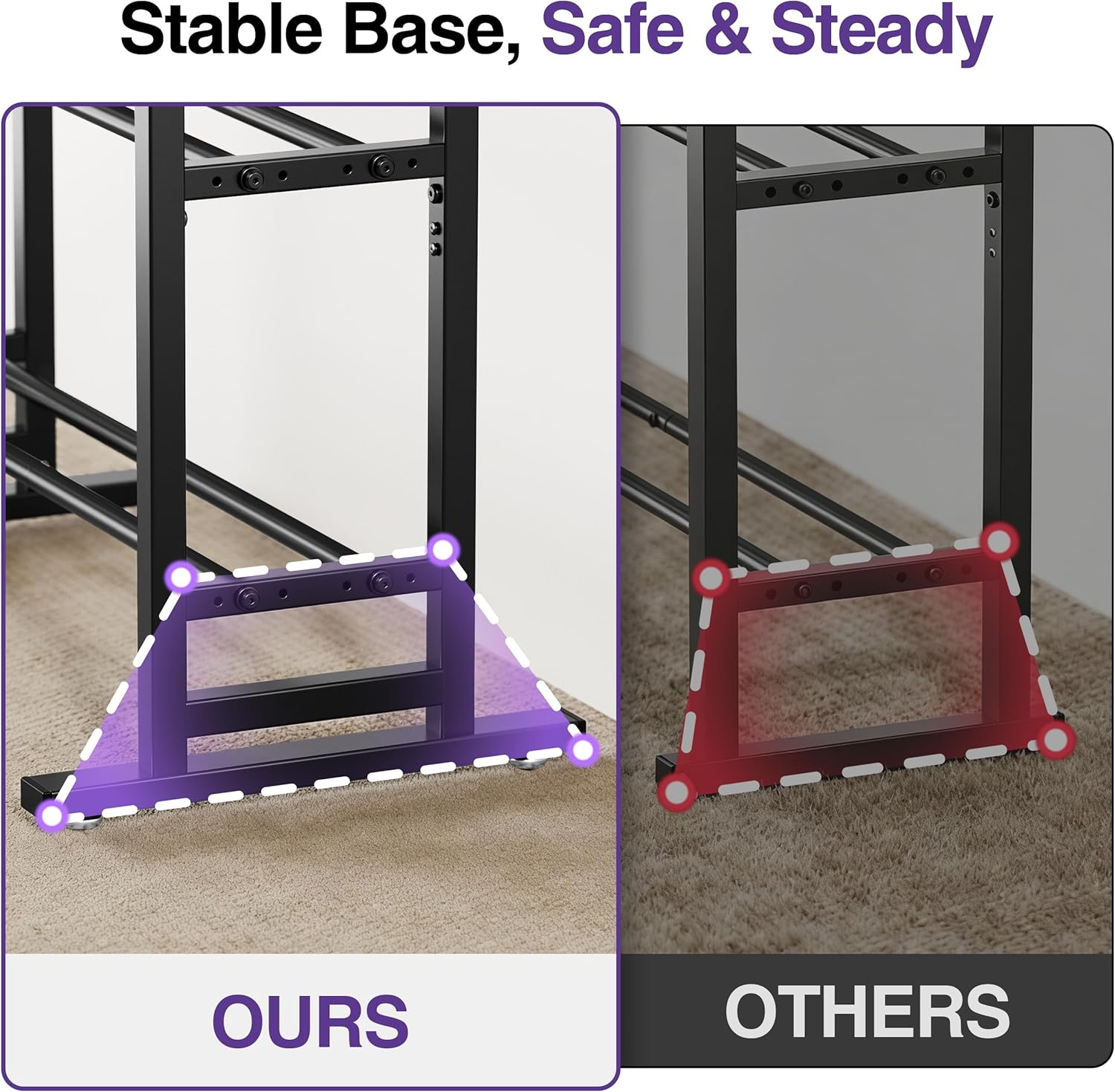 Detalle de niffgaff 3 Tier Adjustable Dumbbell Rack with Extended Base and Movable Hooks (450 lb capacity)