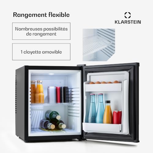 Detalle de KLARSTEIN Mini Frigo de Chambre 30L – silencieux, réfrigération 5–15°C, étagères réglables