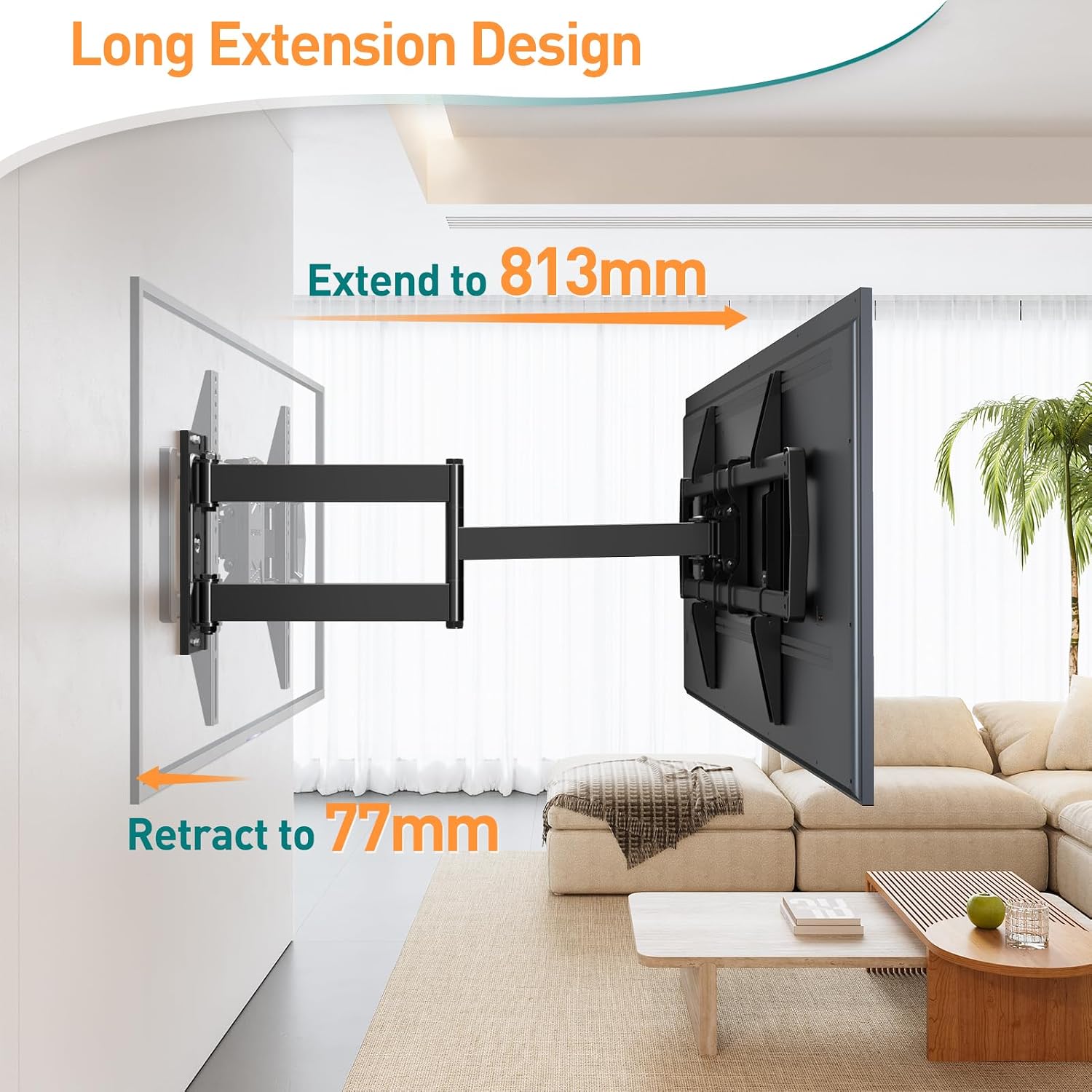 Detalle 2 de ELIVED 813mm Long Arm TV Wall Bracket for 37–75" TVs