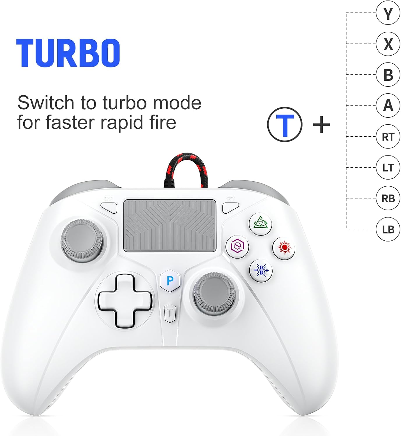 Thumbnail 5 de Gamrombo Wired Controller for PS5/Pro/Slim, PS4/PC with Dual Vibration and 6-Axis Sensor