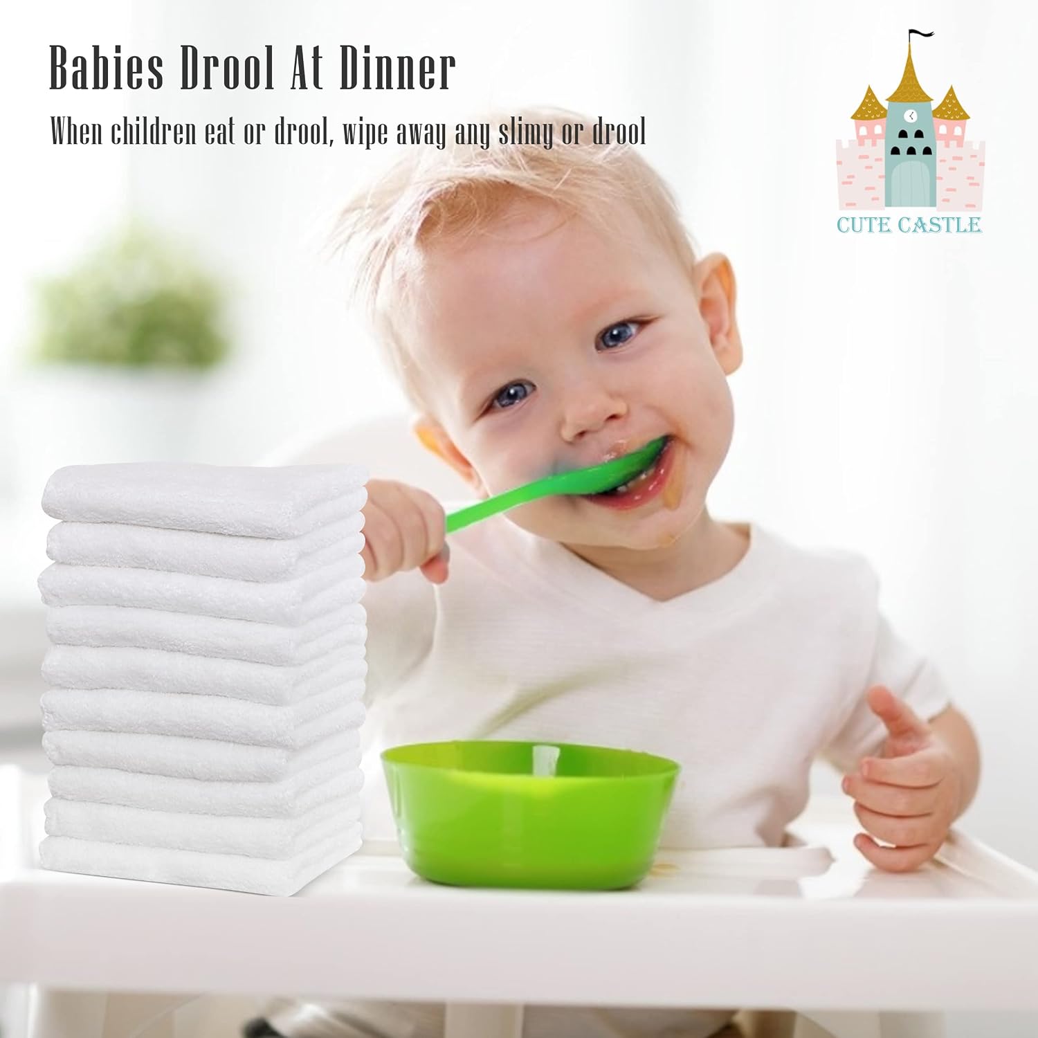 Detalle 2 de Cute Castle Baby Washcloths, 9 by 9 inches