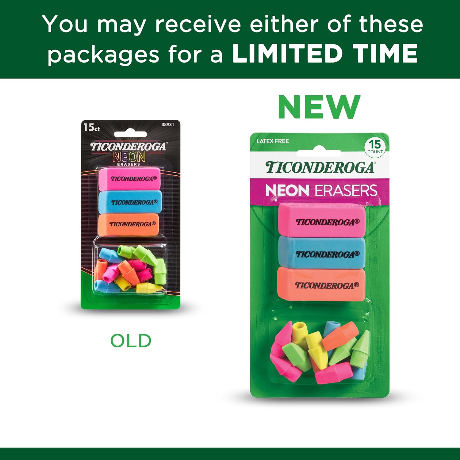 Thumbnail 5 de Ticonderoga Erasers, 15 Count