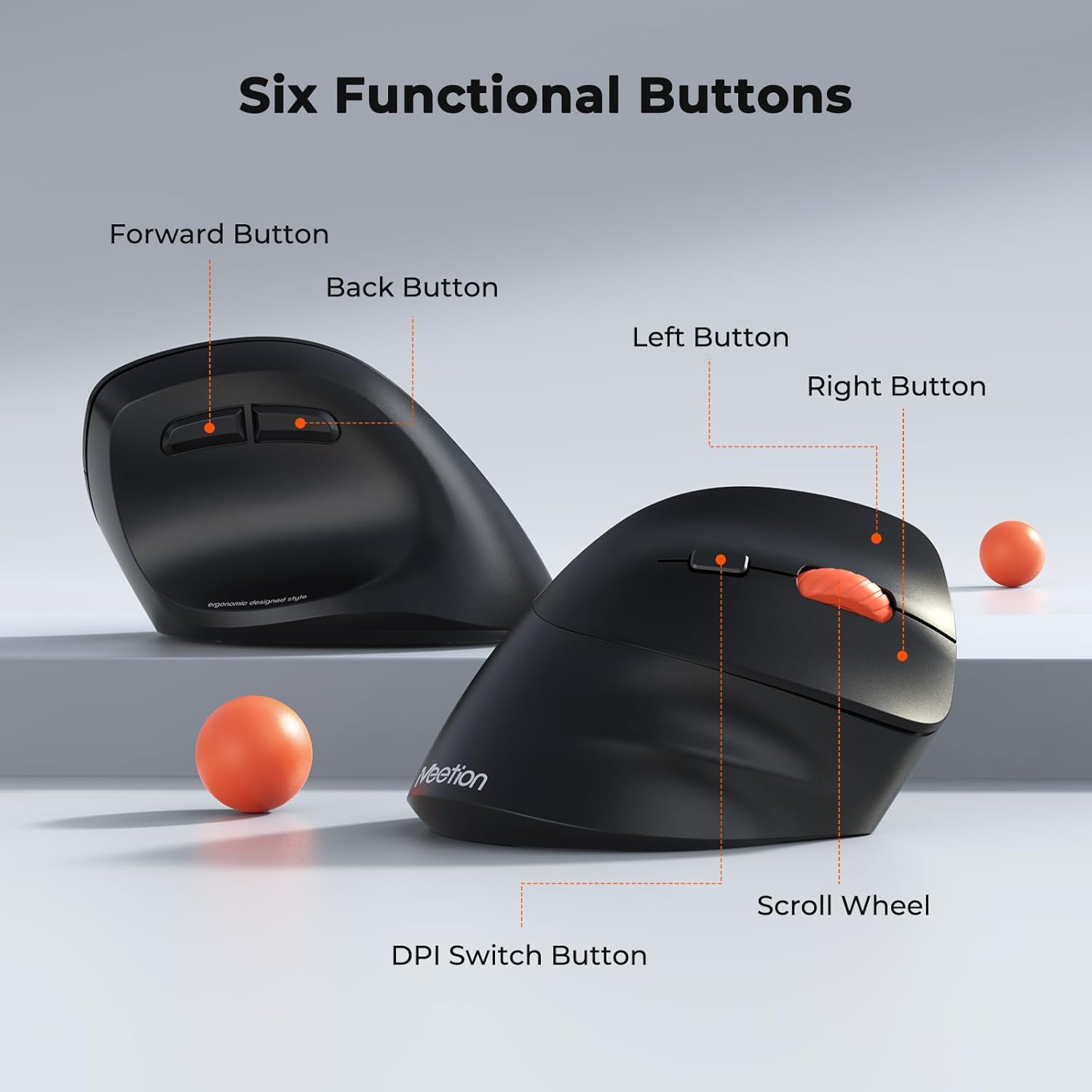 Detalle de MEETION ergonomische vertikale Bluetooth-Maus mit Dual-Mode (2,4 GHz & Bluetooth 5.3) und 3-Geräte-Kopplung