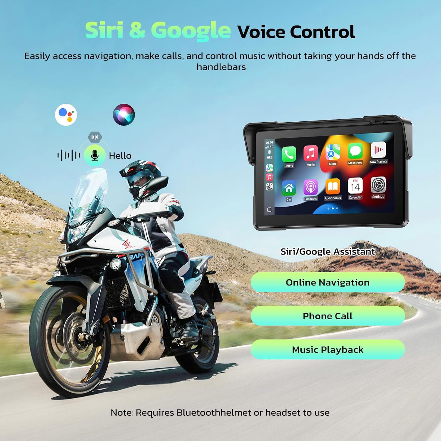 Thumbnail 2 de LAMTTO 7-Inch Wireless CarPlay GPS Navigation System for Motorcycles
