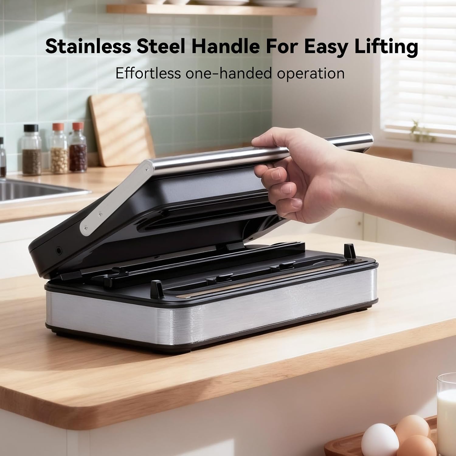 Detalle 2 de 95kPa 10-in-1 Fully Automatic Vacuum Sealer Machine (Digital Display, Built-in Cutter, Roll Storage, Stainless Steel)