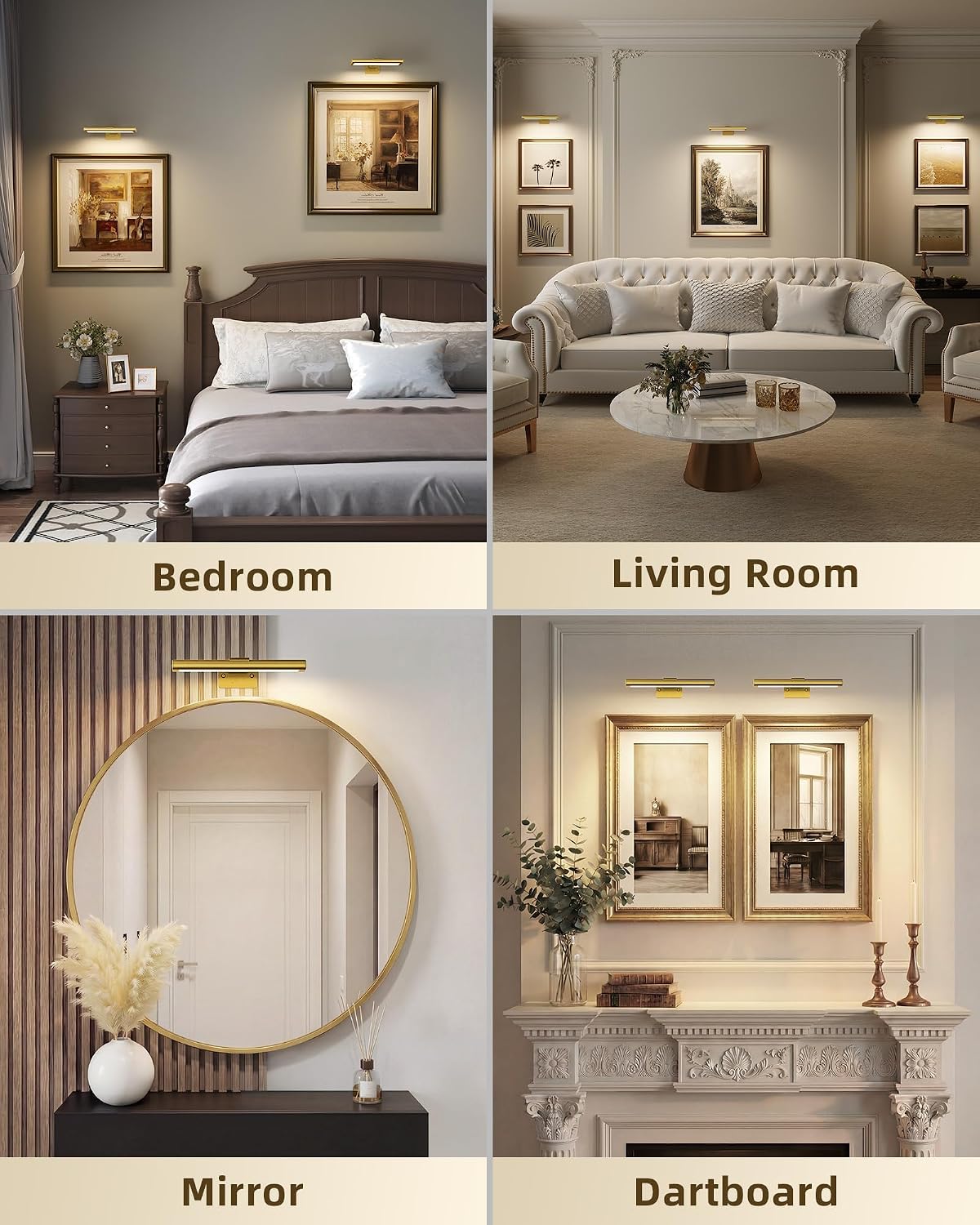Detalle 2 de EZVALO PL01 Picture Lights, 3-Pack, 7.8-Inch Gold Rechargeable LED Wall Lights