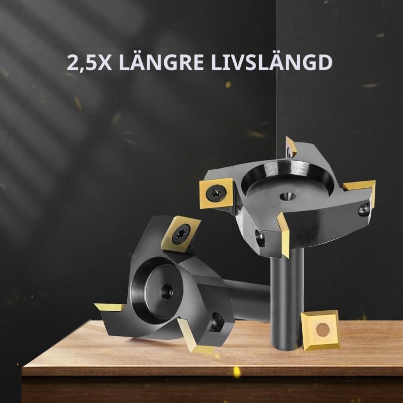 Detalle de SpeTool IP2F-38.1-D8-G planfräs med 8 mm skaft och ATS-belagda vändskär