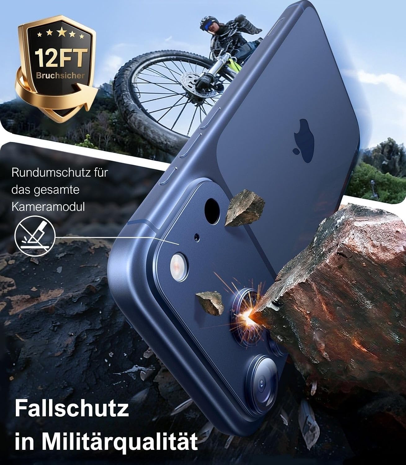 Detalle de TORRAS Kameraschutz für iPhone 17 Pro Max – 9H+-Glas, kratzfest, HD-klar, einfache Montage (blau)