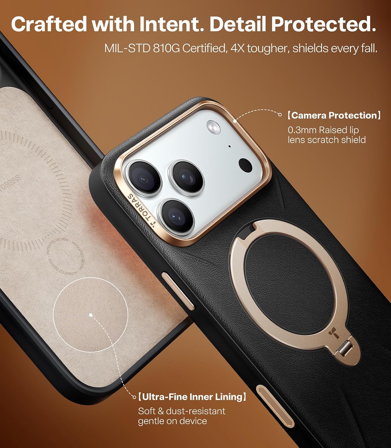 Detalle 2 de TORRAS Q3 VegSkin Case for iPhone 17 Pro with 360° Magnetic Stand