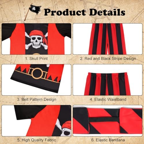Detalle 2 de Aomig Costume pirata bambini, set 4 pezzi