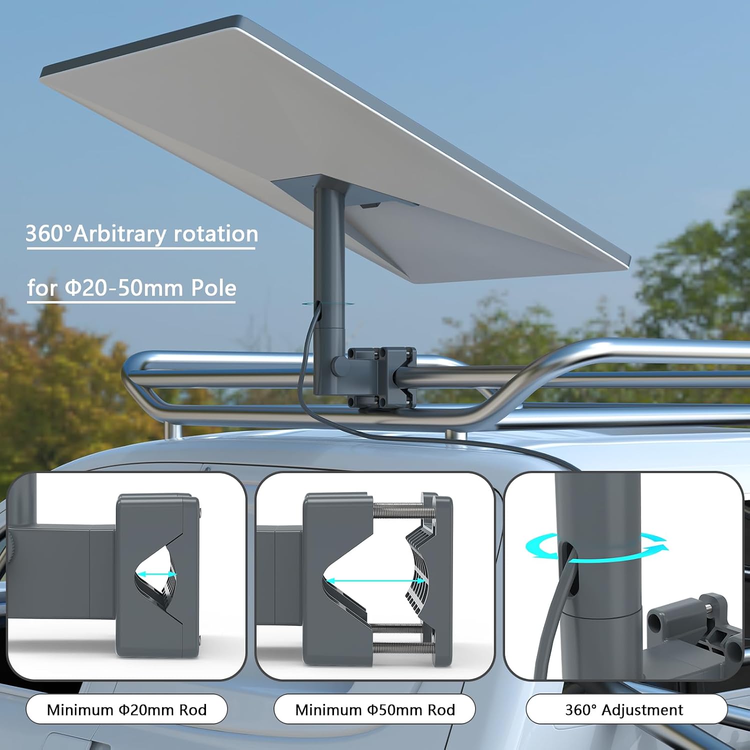 Detalle de HOLACA Upgraded RV Ladder Mount for Starlink Gen 3/2 (Adjustable RV/ladder roof support)