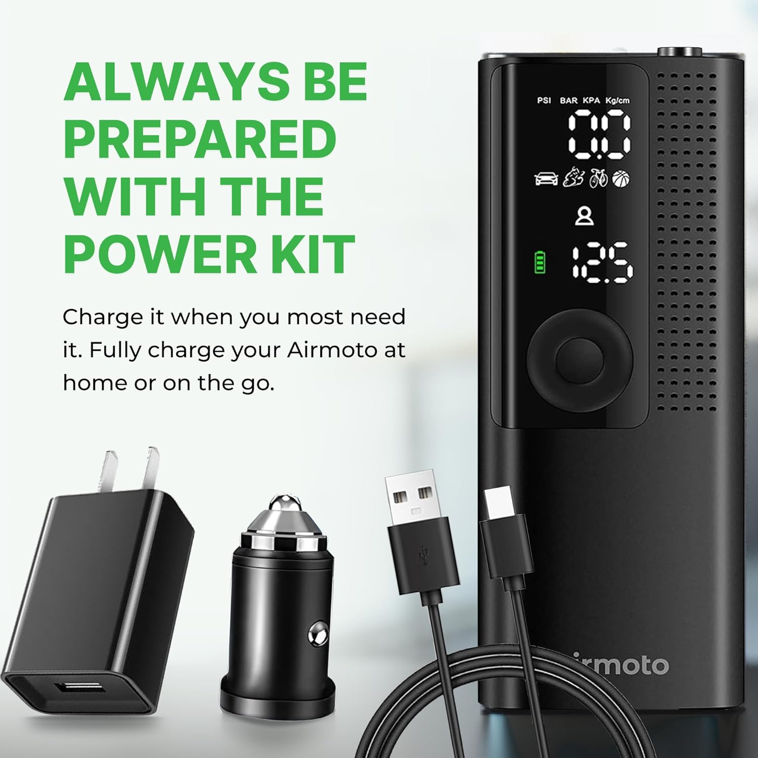 Detalle de Airmoto Tire Inflator Bundle 1 — Portable Air Compressor ⛽