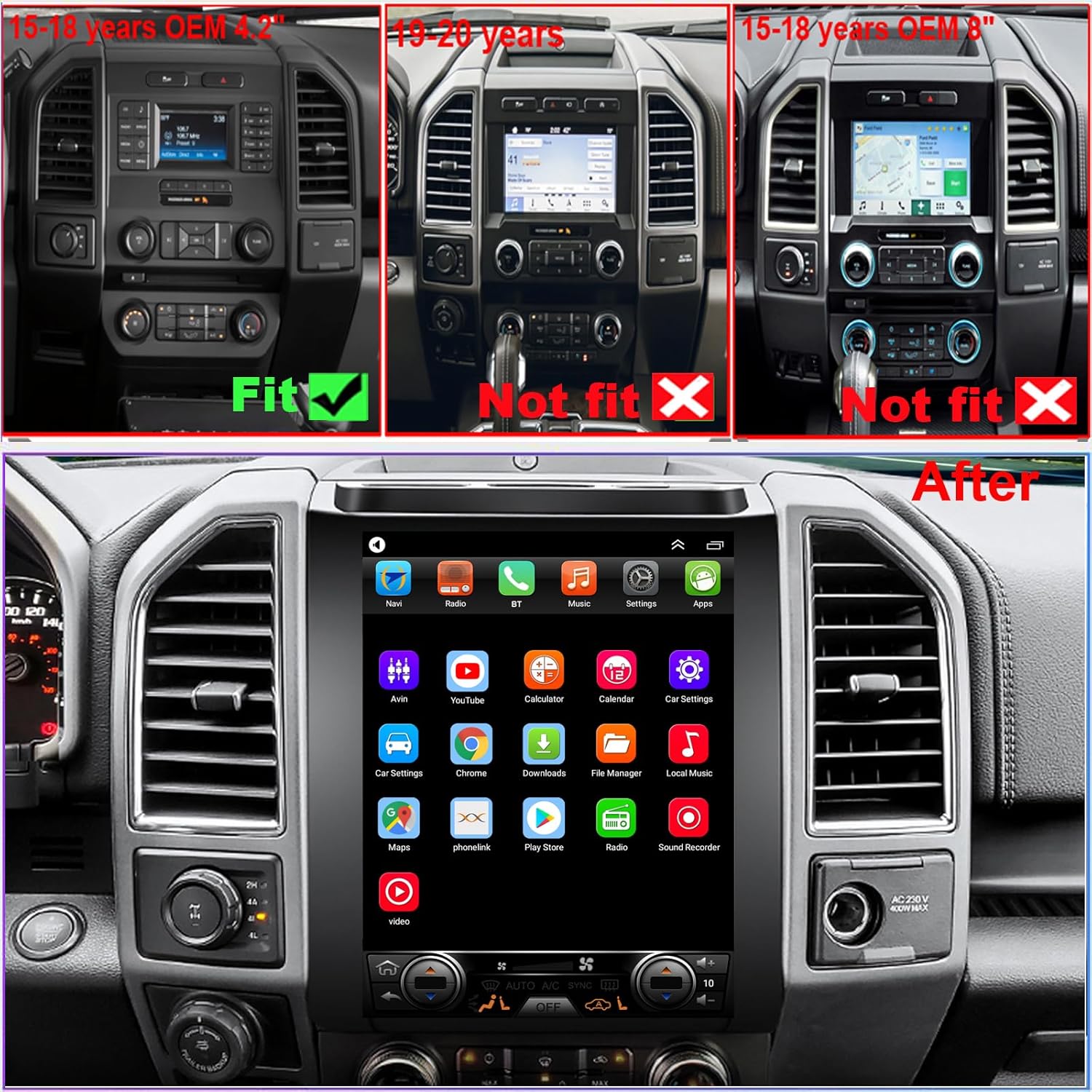 Thumbnail 1 de SSXIE Ford F-150 Radio Upgrade (2015–2018): 12.1" Android Auto/CarPlay Stereo with 8-Core CPU