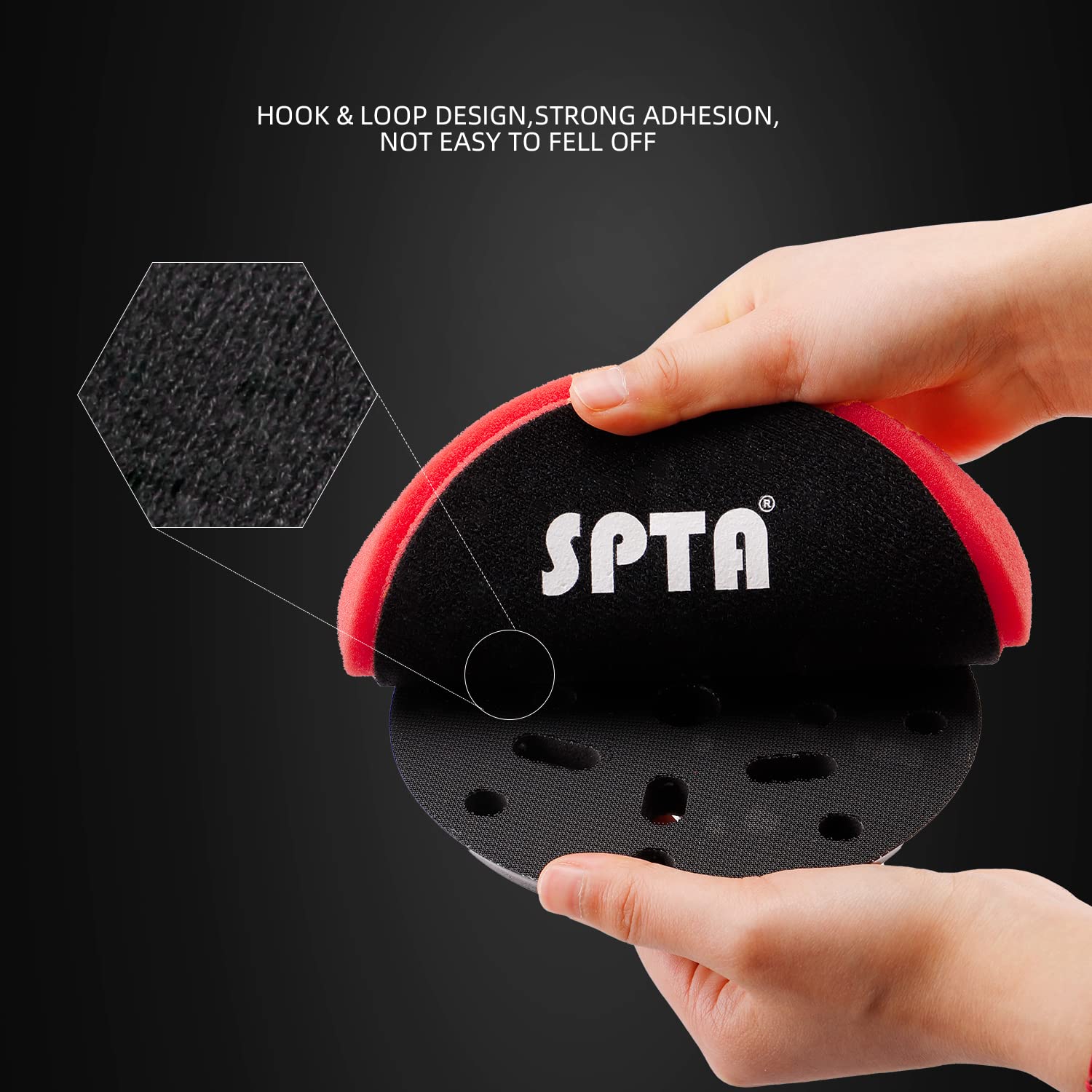 Thumbnail 4 de SPTA 3-tlg. Rot T10 Polierschwamm-Set 139 mm – Ultrafeines Finishpad für Exzenter- und Rotationspoliermaschinen