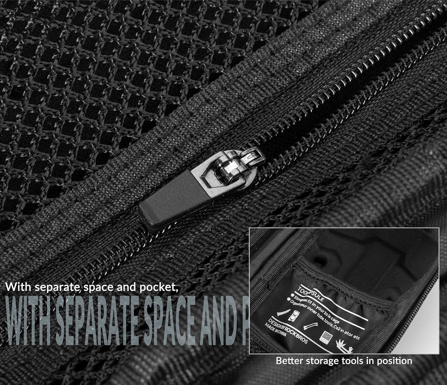 Detalle de ROCKBROS Kit di riparazione per accessori bici con mini pompa, borsa organizer e strumenti portatili
