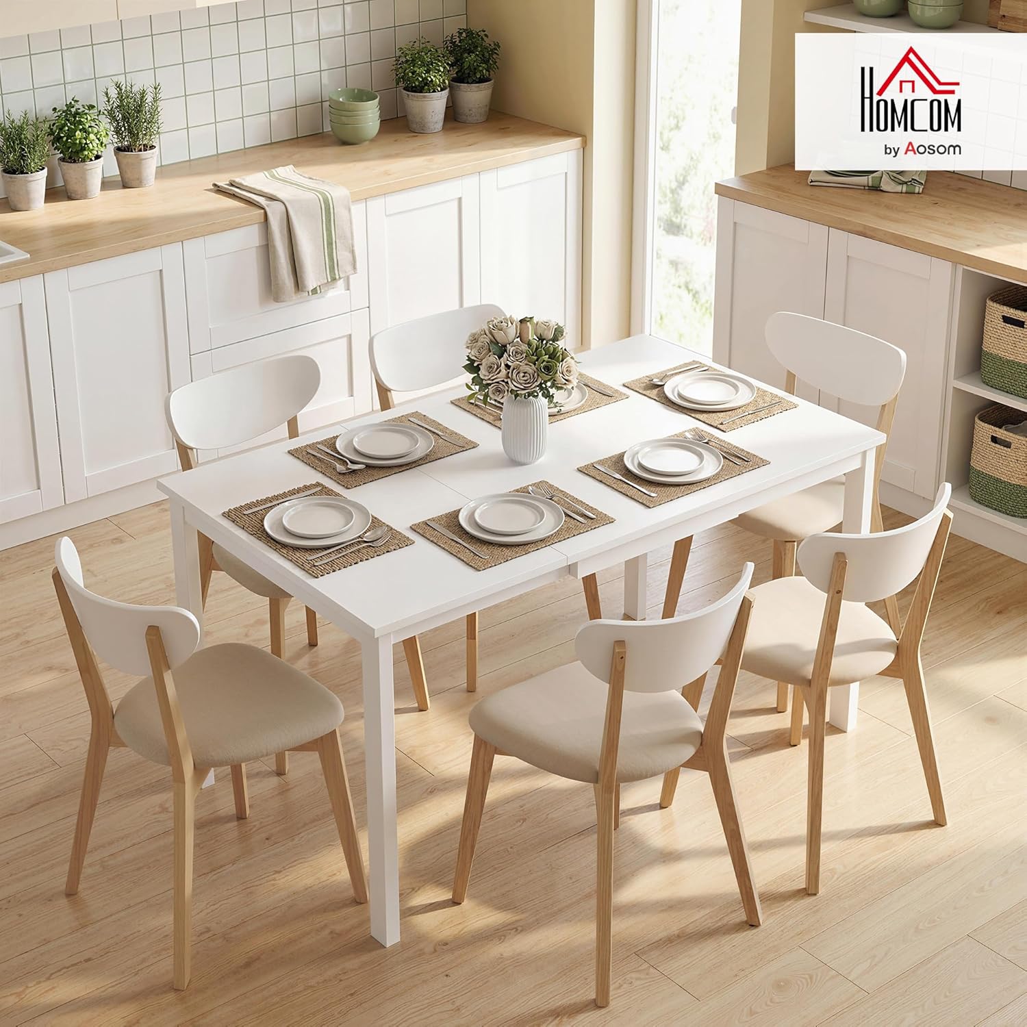 Detalle 2 de HOMCOM Table à manger extensible 80-120 cm