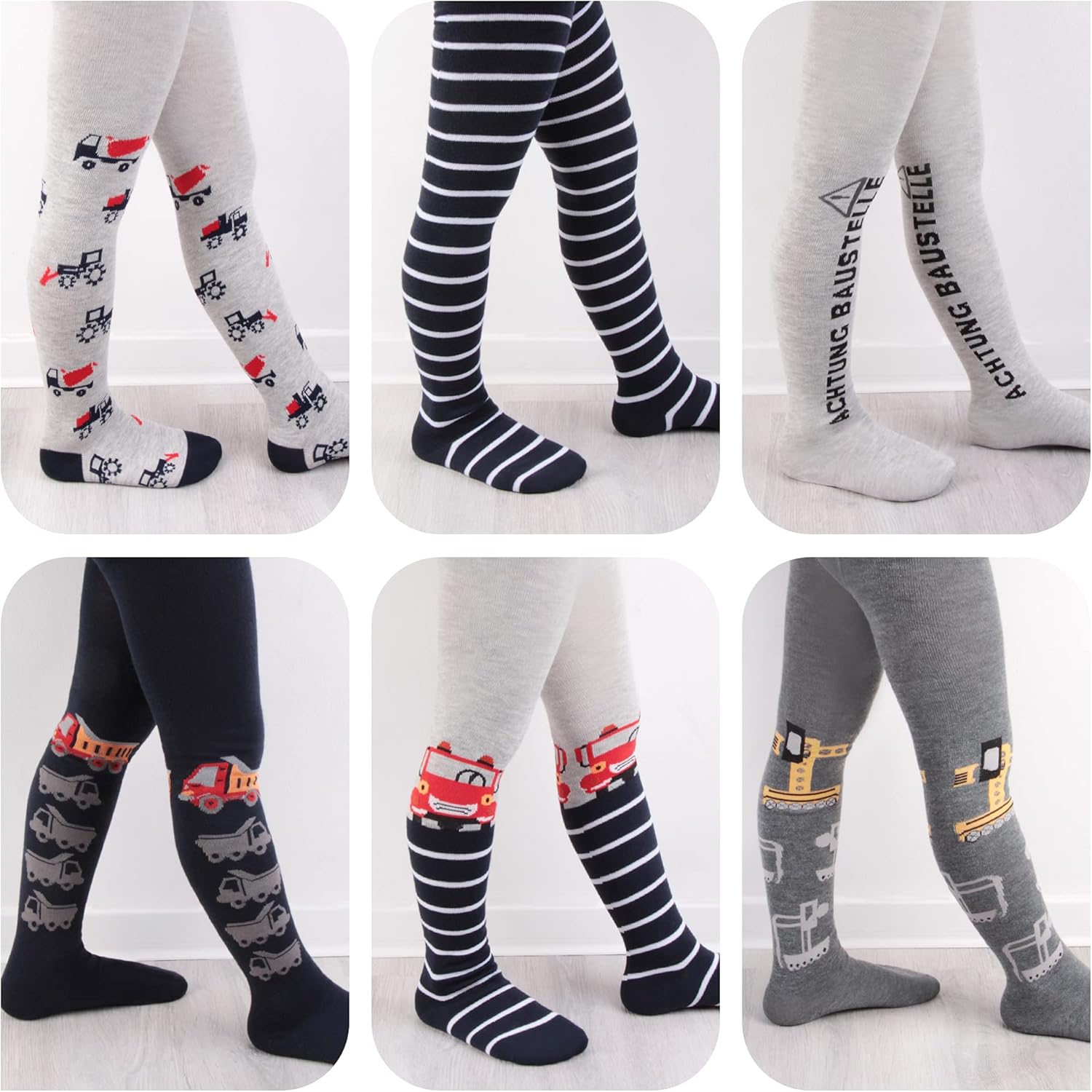 Detalle de L&K-II 6er collants enfants garçons - rayures multicolores et motifs dino (2734)