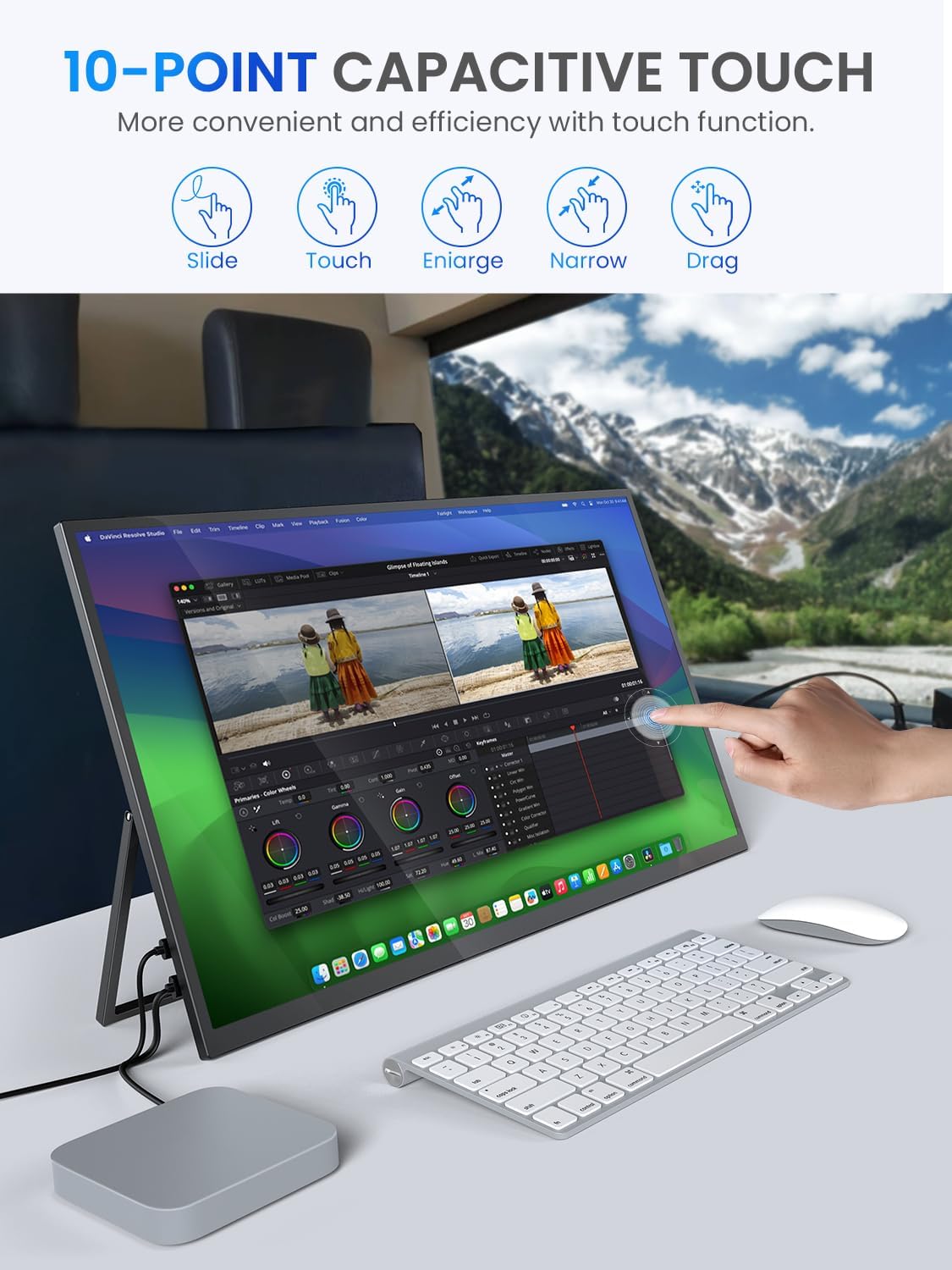 Thumbnail 3 de UPERFECT 22 Zoll 2K QLED Touchscreen Portable Monitor – 2560x1440, USB-C, Mini HDMI, VESA-kompatibel