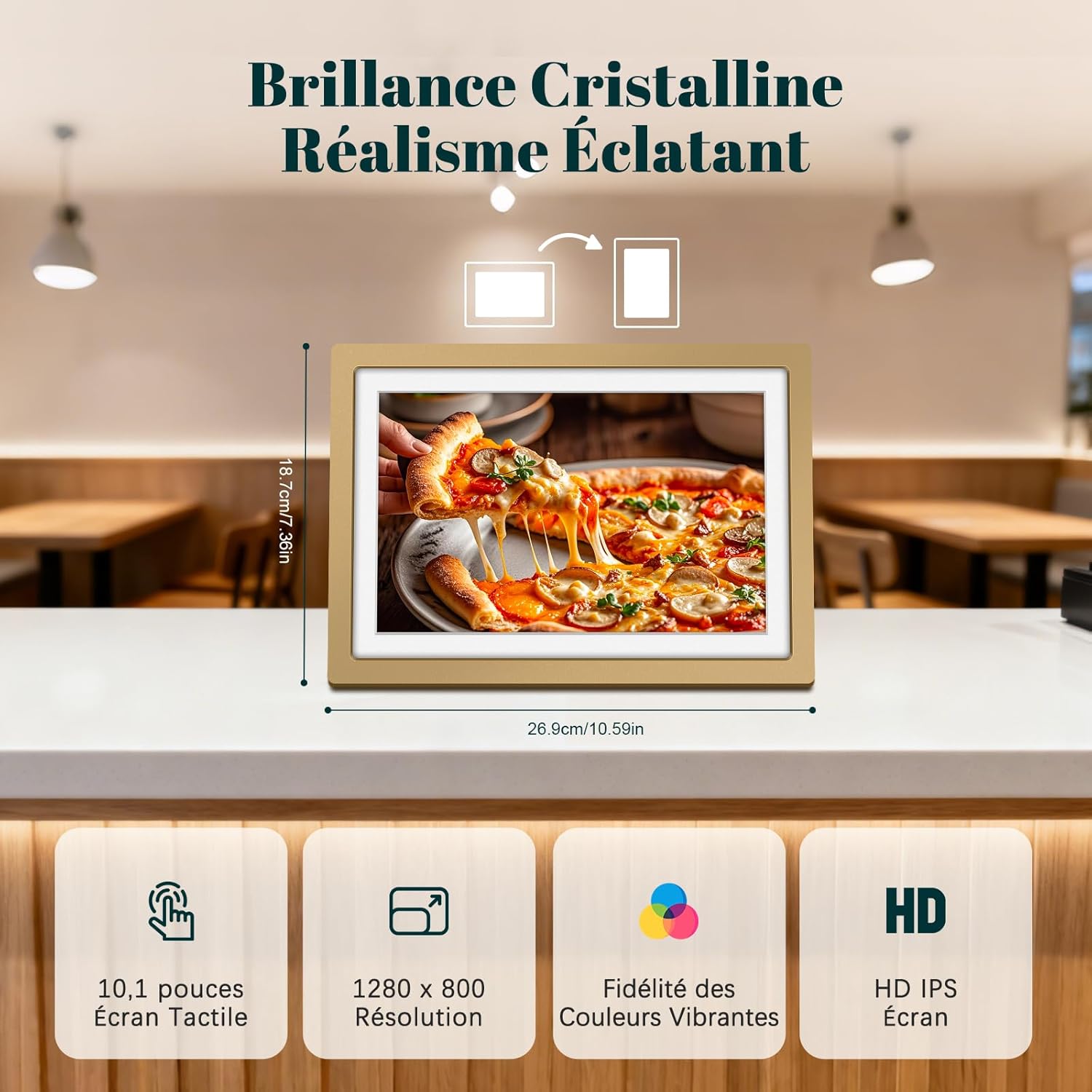 Thumbnail 4 de Frameo Cadre Photo Numérique WiFi 10,1 pouces Or Sunset – 32 Go et Écran HD IPS