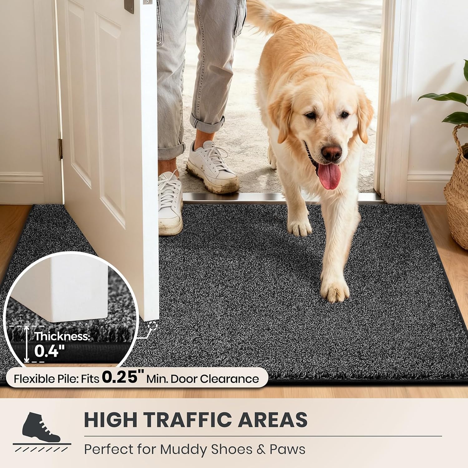 Thumbnail 5 de PURRUGS 36" x 36" Dirt Trapping Indoor Door Mat, Charcoal, Machine Washable