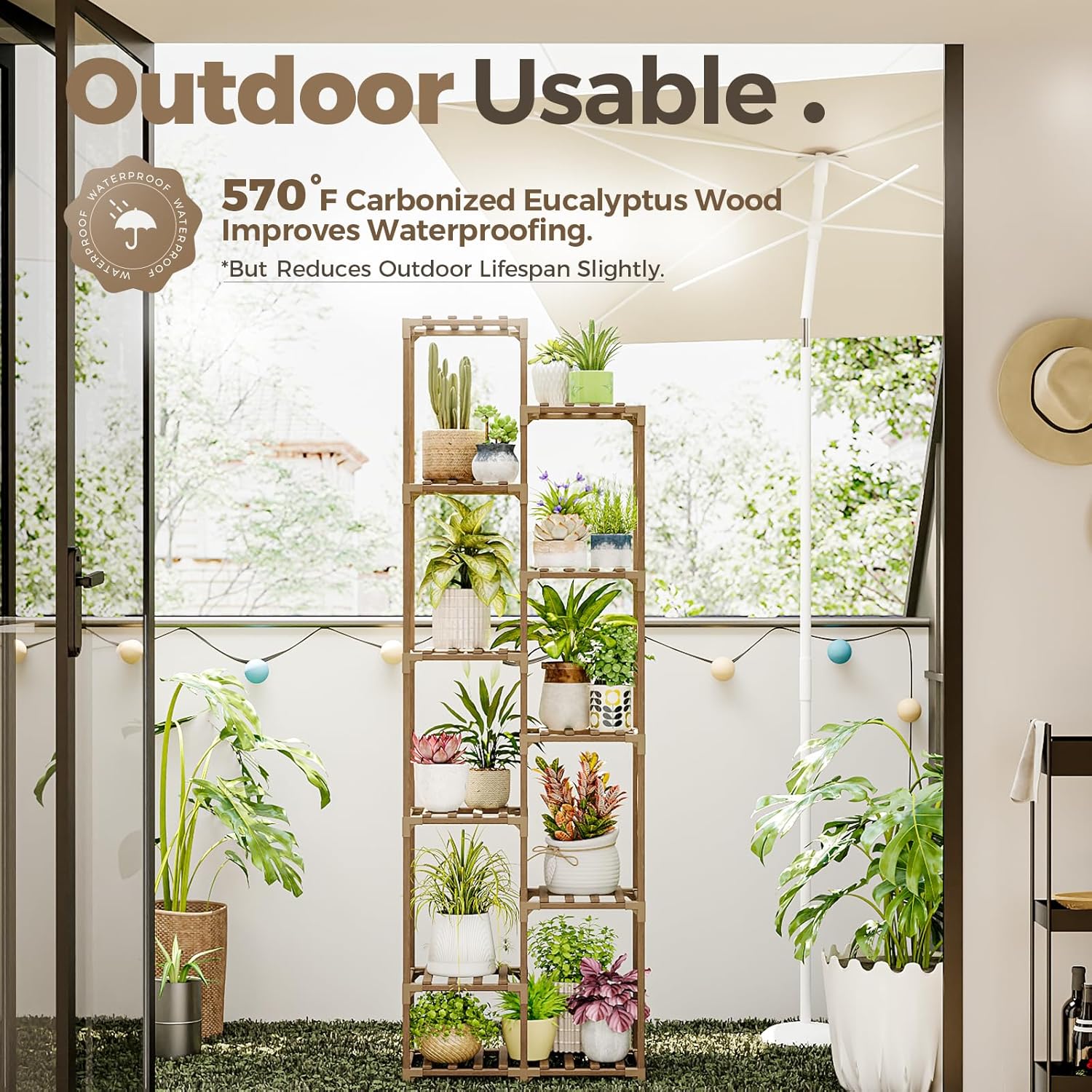 Thumbnail 2 de Bamworld tall indoor/outdoor plant stand (11-tier) for up to 11 pots