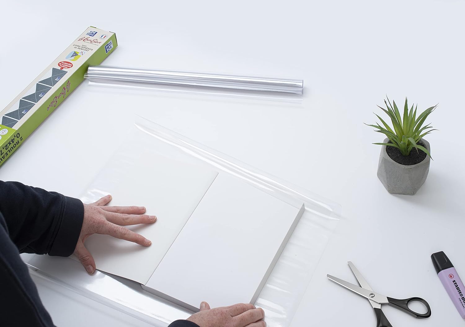 Thumbnail 2 de Oxford Couvre-Livres Transparent – Lot de 2 (40x270 cm), PVC lisse, 8/100èmes