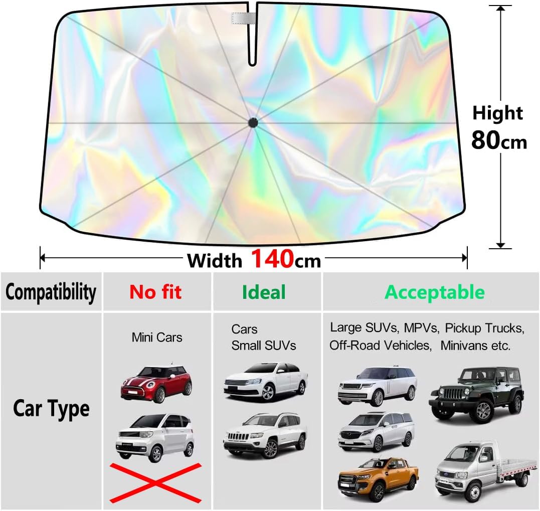 Thumbnail 4 de BIGP Parasole per parabrezza auto 145 x 80 cm con apertura centrale e protezione UV