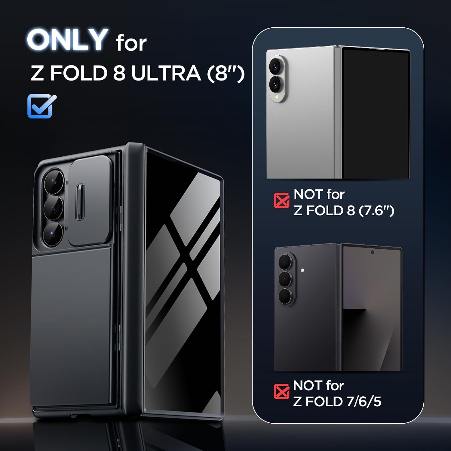 Detalle 2 de TONGATE TON-ZFold8WalletBigStand-Black Case for Galaxy Z Fold 8 Ultra, Card Slot & Stand