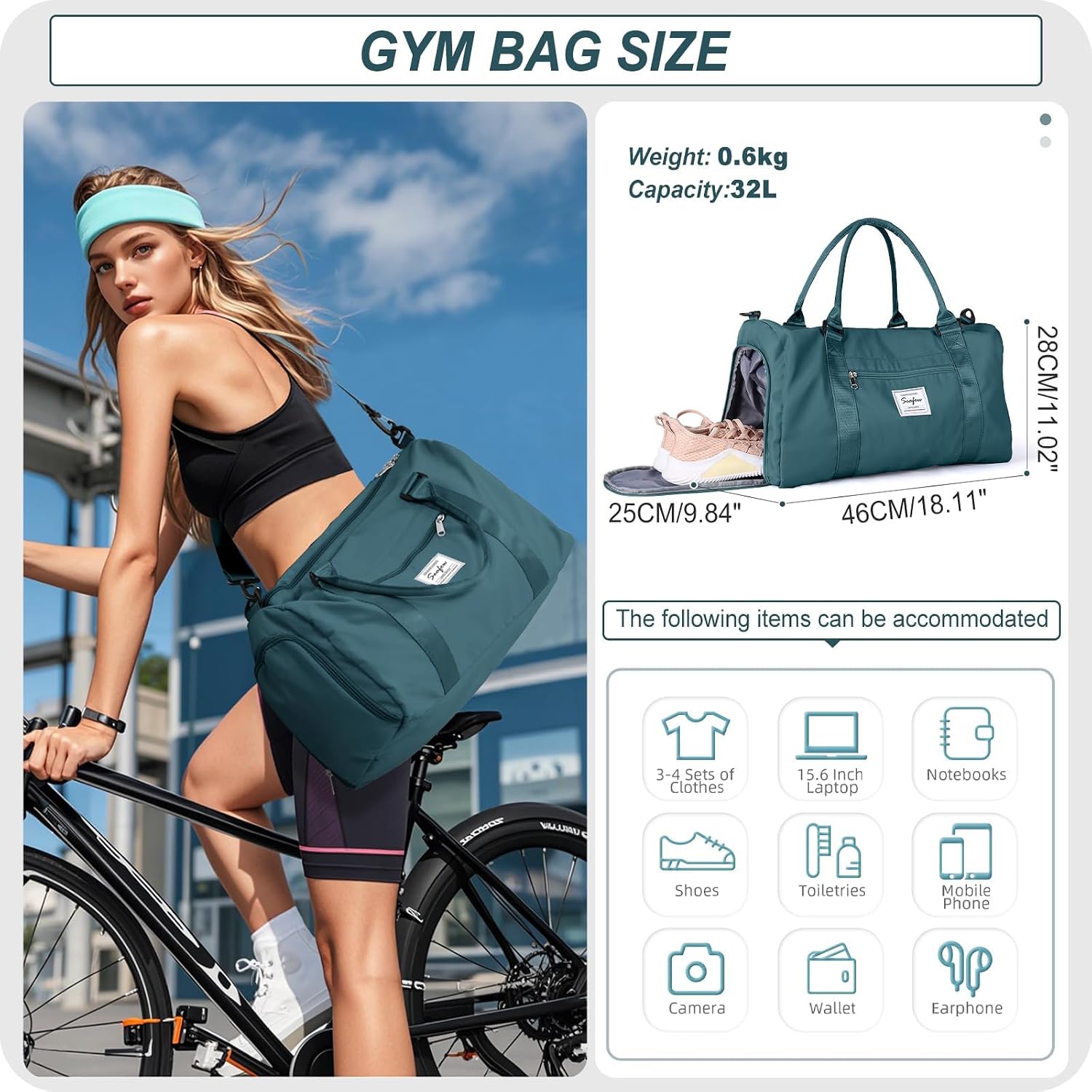 Detalle 2 de HYC00 Gym Duffle Bag 32L