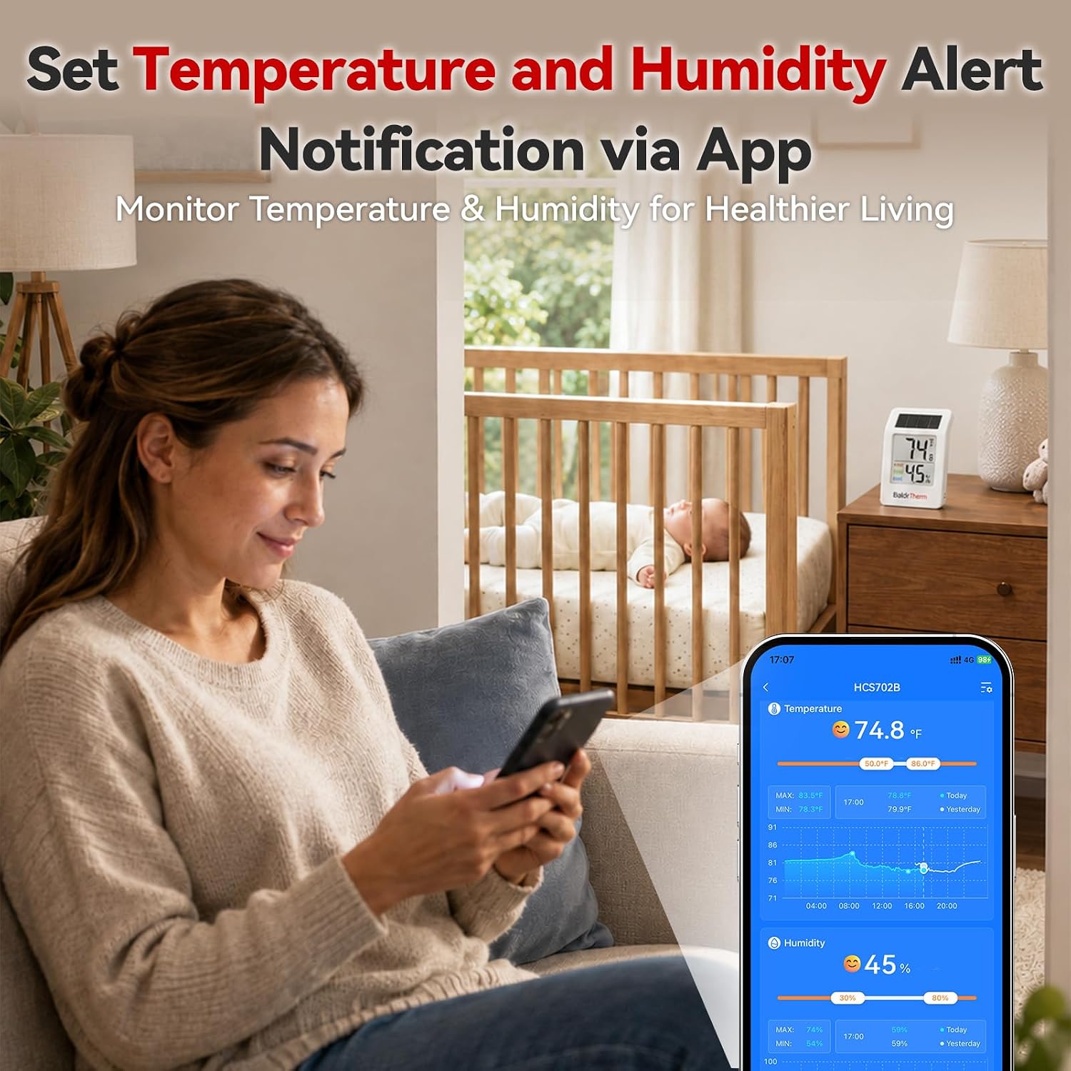 Detalle de Indoor Thermometer and Humidity Meter with Bluetooth