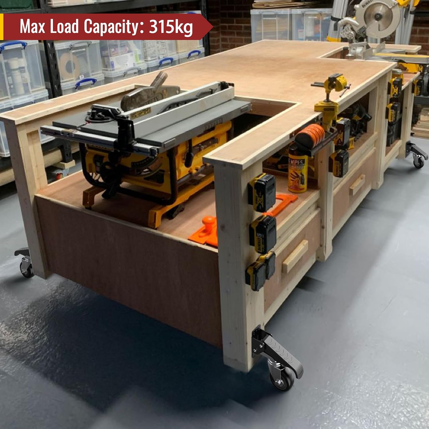 Detalle de HOLKIE Retractable Heavy Duty Castors with lifting and lowering function (max 315 kg, 4 castors)