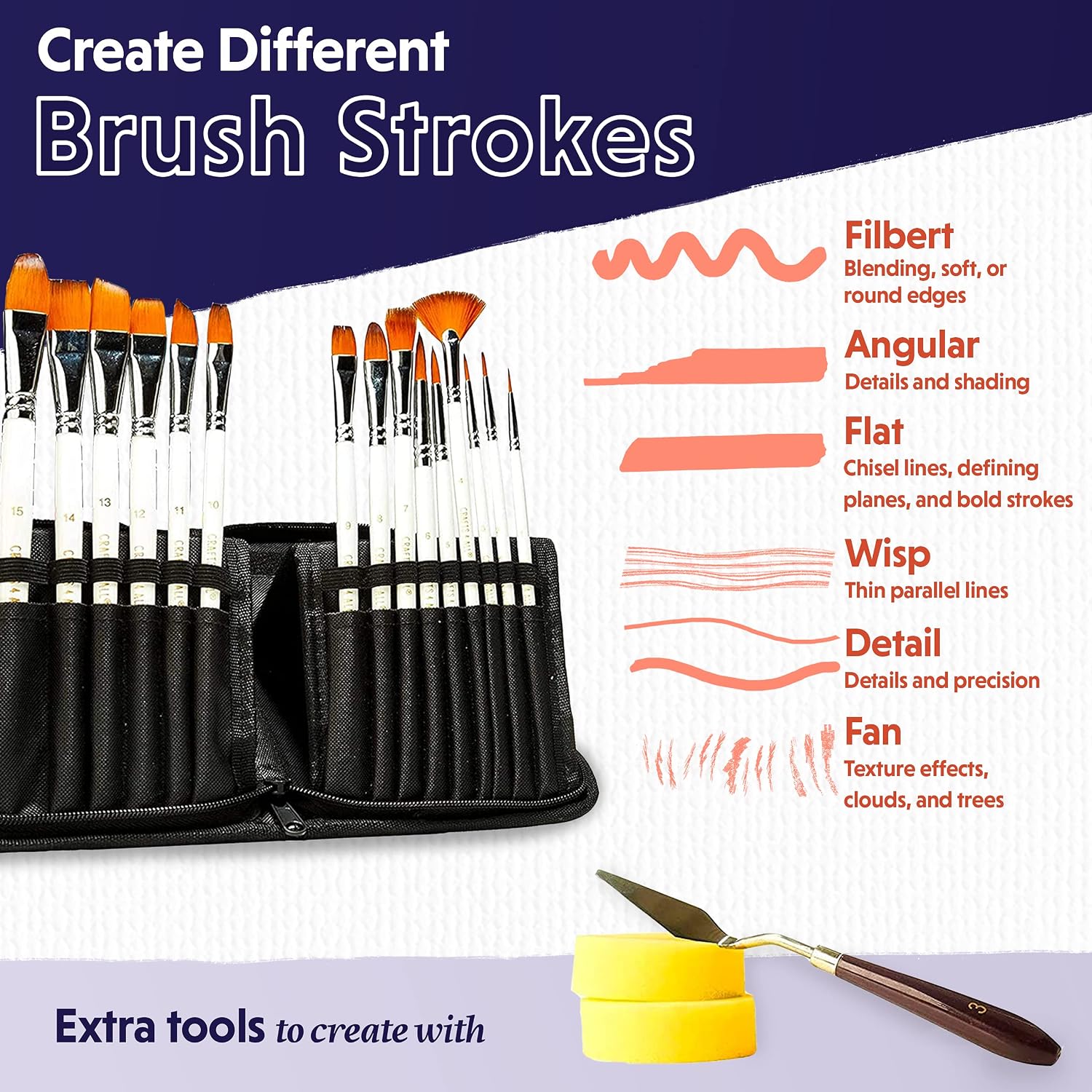 Detalle de Crafts 4 All Acrylic Paint Brushes Pack of 18