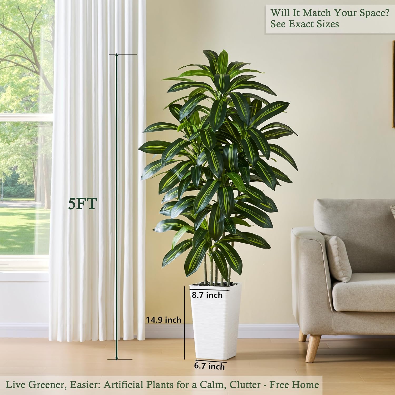 Detalle 2 de TNGGNT Dracaena Tree 5FT artificial plant