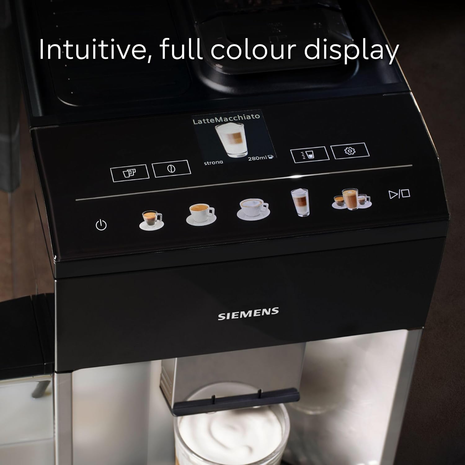 Detalle de Siemens EQ500 TQ513GB1 bean-to-cup coffee machine with coffeeSelect display (silver/piano black)