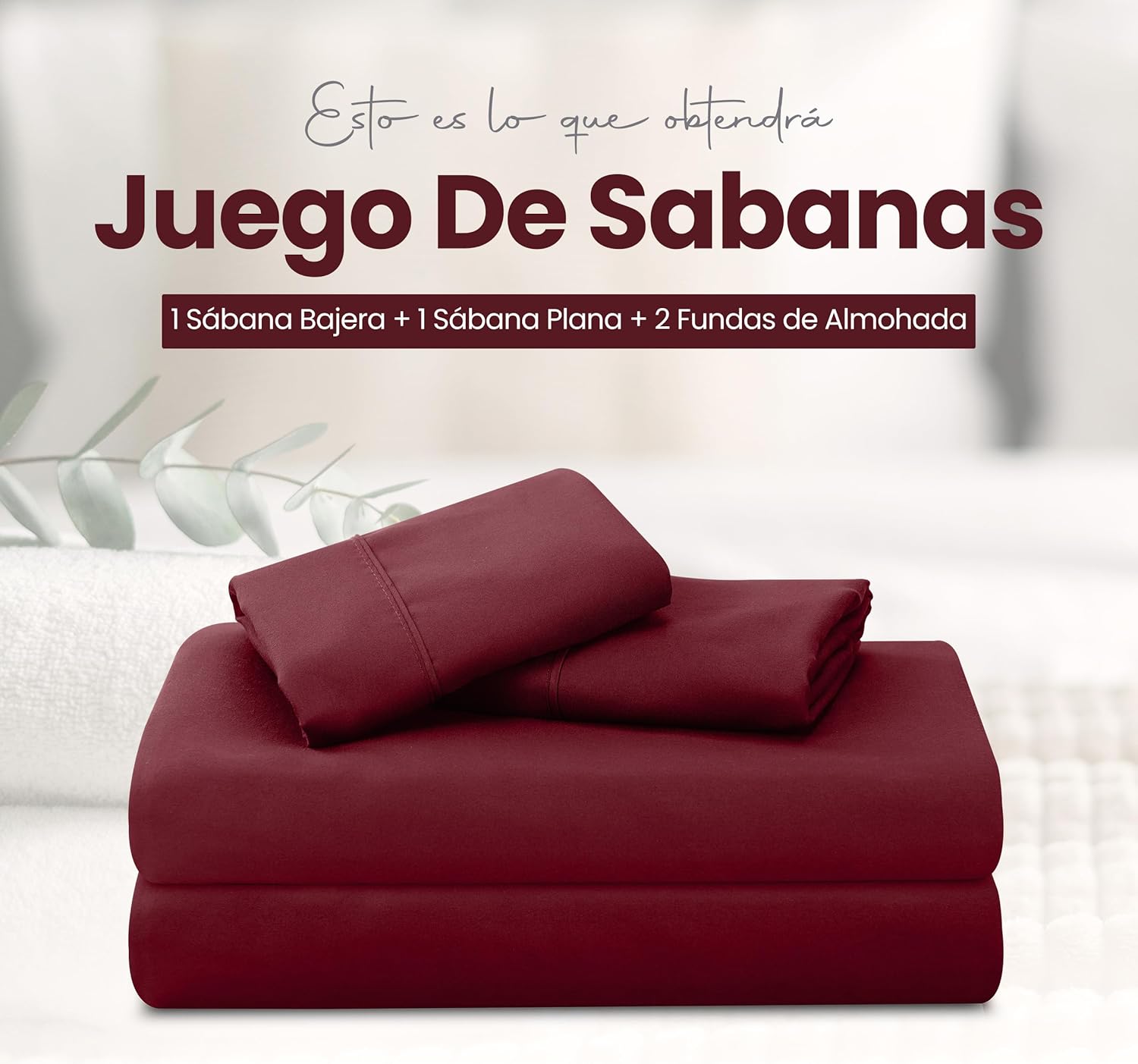 Detalle de Utopia Bedding Juego de Sábanas 4 Piezas Burdeos