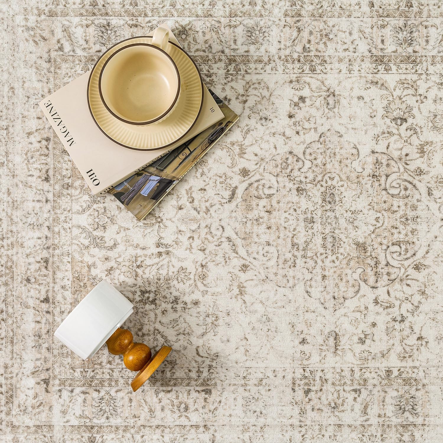 Thumbnail 6 de HUGEAR Vintage waschbarer Teppich Beige im Retro-Stil, 300x400 cm für Wohnzimmer & Schlafzimmer