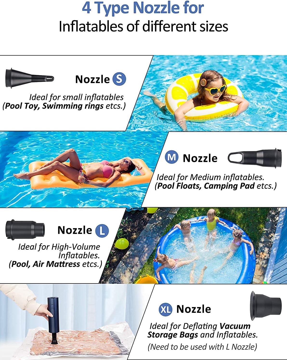 Thumbnail 4 de BeautyovO Electric Air Pump: Cordless 2×2000mAh Inflator for Inflatables
