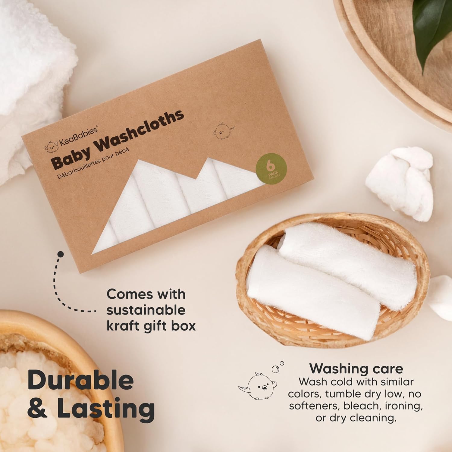 Thumbnail 6 de 6-Pack Baby Washcloths 10x10 500GSM