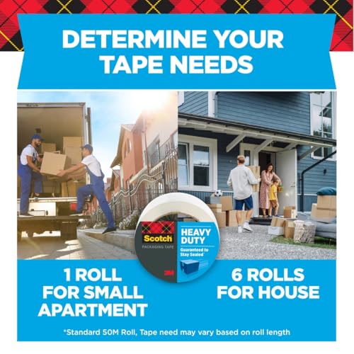 Detalle de Scotch Heavy Duty Shipping Packing Tape: 6 Rolls of Clear, Industrial-Strength Sealing