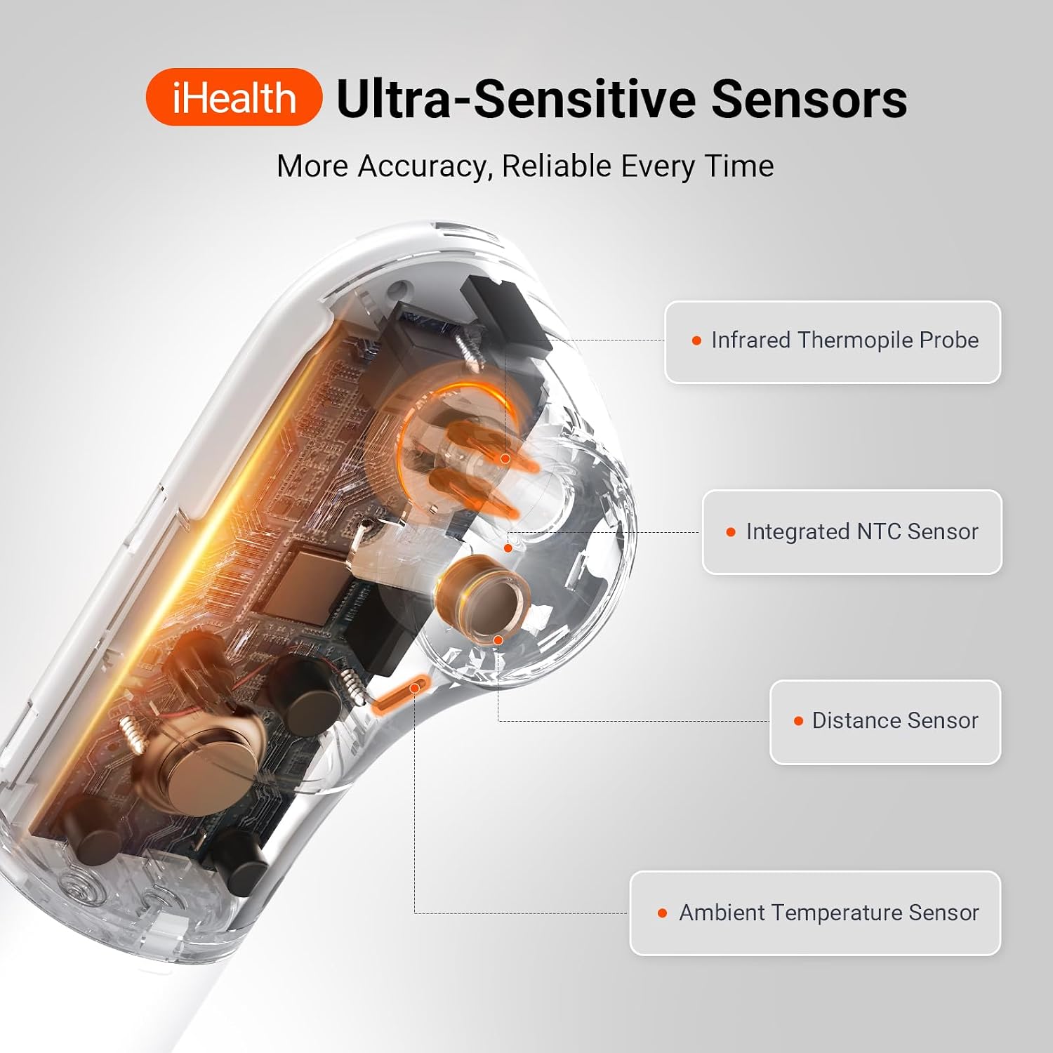 Detalle de iHealth No-Touch Forehead Thermometer (PT3) – digital infrared, touchless for adults and kids