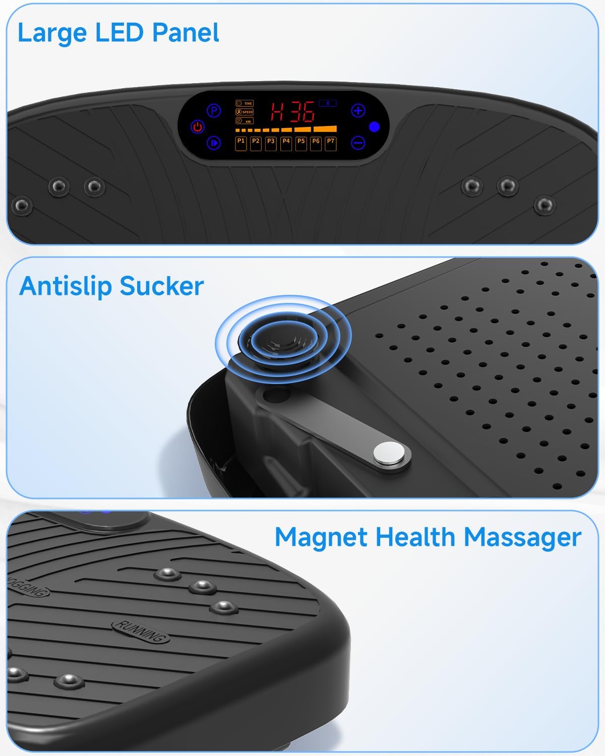 Thumbnail 6 de WATEYA Vibration Plate Exercise Machine – Whole Body Vibration Platform (Matte Black)